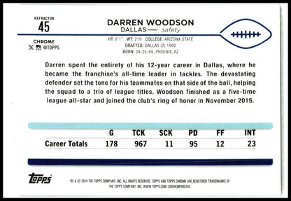 2024 Topps Chrome Refractor #45 Darren Woodson Dallas Cowboys