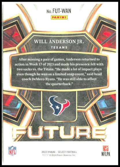 2023 Panini Select Select Future #FUT-WAN Will Anderson Jr. Houston Texans