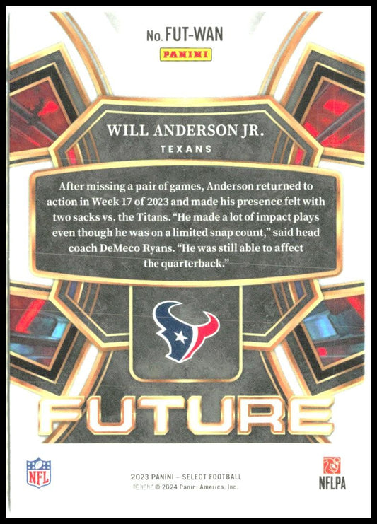 2023 Panini Select Select Future #FUT-WAN Will Anderson Jr. Houston Texans