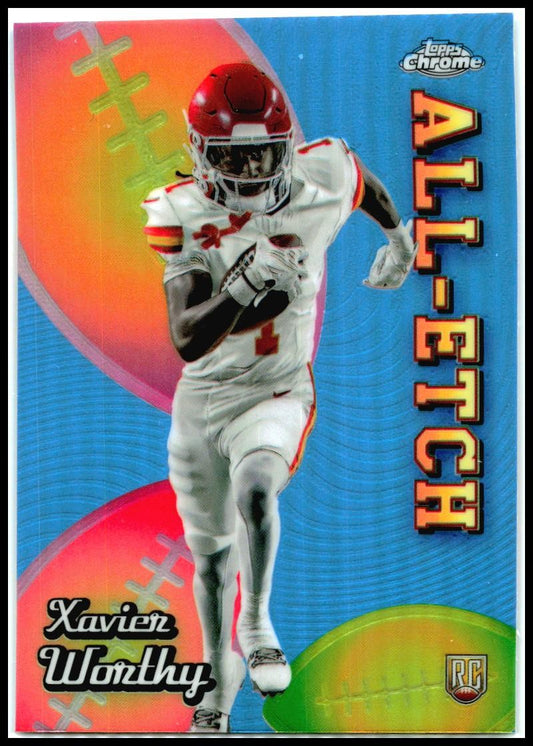 2024 Topps Chrome Chrome All-Etch #CAE-XW Xavier Worthy Kansas City Chiefs
