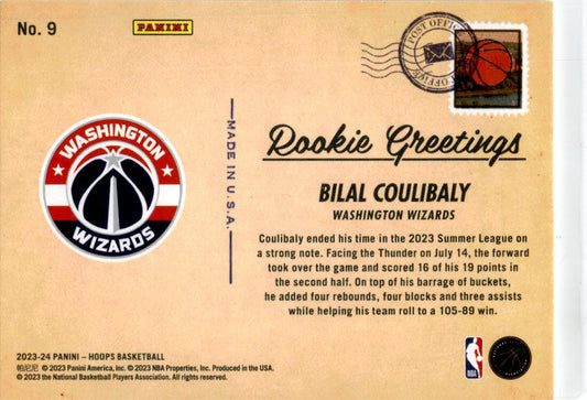 2023-24 Hoops Winter #9 Bilal Coulibaly Washington Wizards