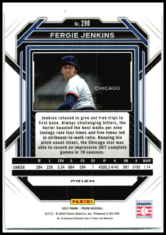 2023 Panini Prizm Green Ice Prizms #290 Fergie Jenkins Chicago Cubs