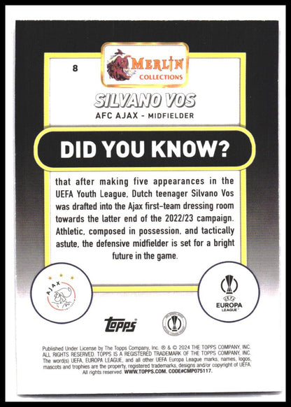 2023-24 Merlin UEFA Club Competitions #8 Silvano Vos