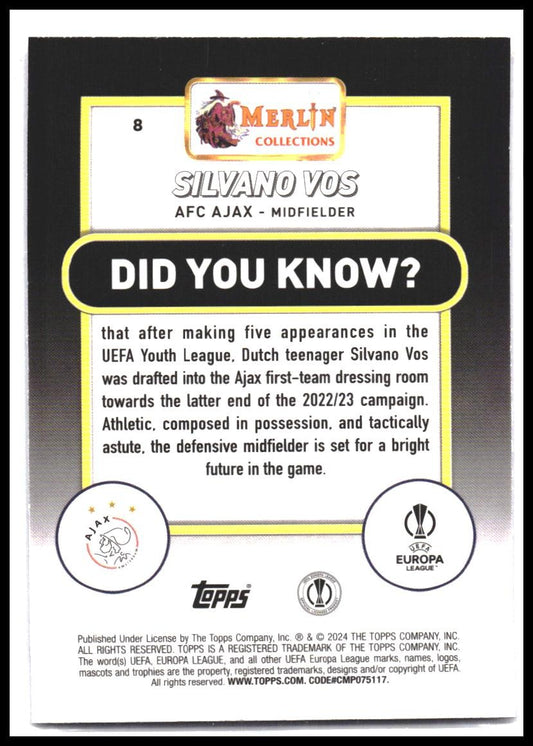 2023-24 Merlin UEFA Club Competitions #8 Silvano Vos