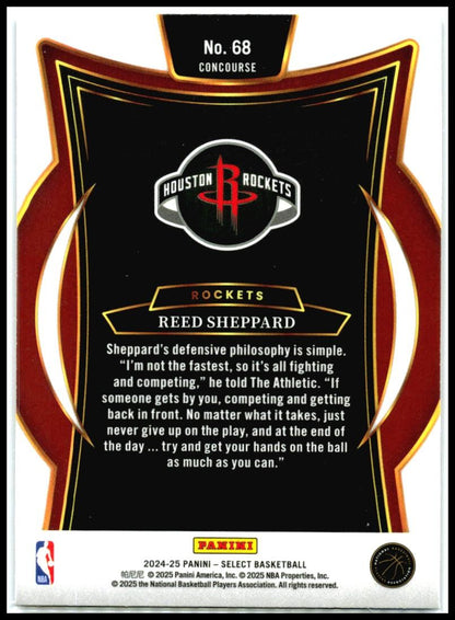 2024-25 Panini Select Blue #68 Reed Sheppard Rookie Houston Rockets