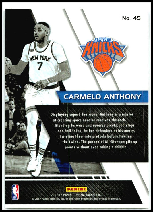 2017-18 Prizm #45 Carmelo Anthony Knicks