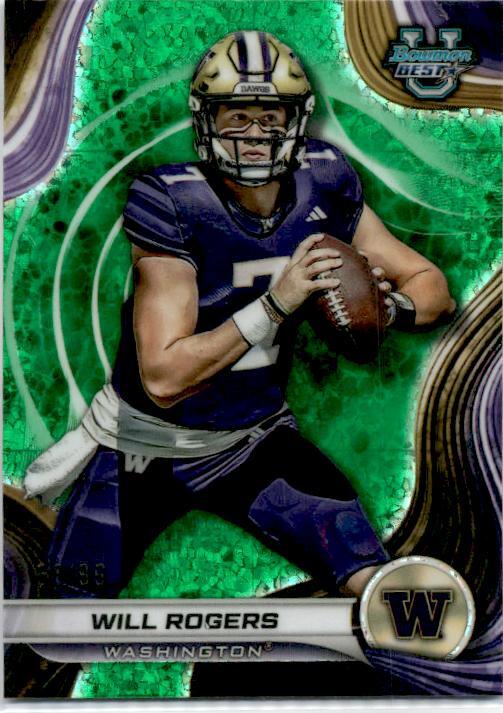 2024 Bowman Best University Green Speckle #87 Will Rogers /99 Washington Huskies
