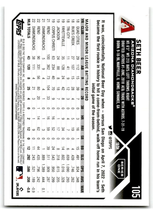 2023 Topps Seth Beer Arizona Diamondbacks #105