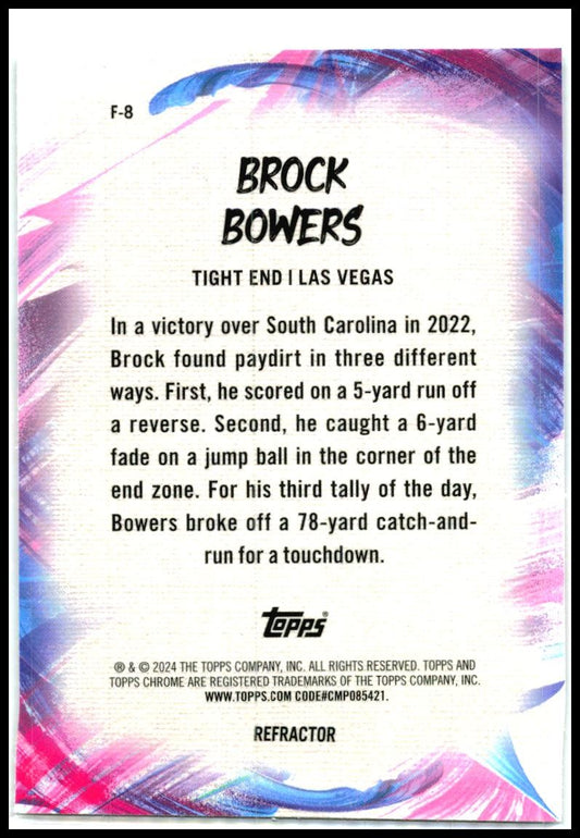 2024 Topps Chrome Finesse Refractor #F-8 Brock Bowers Las Vegas Raiders