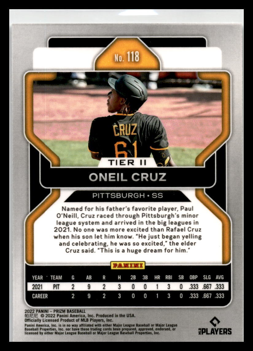 2022 Panini Prizm #118 Oneil Cruz Rookie
