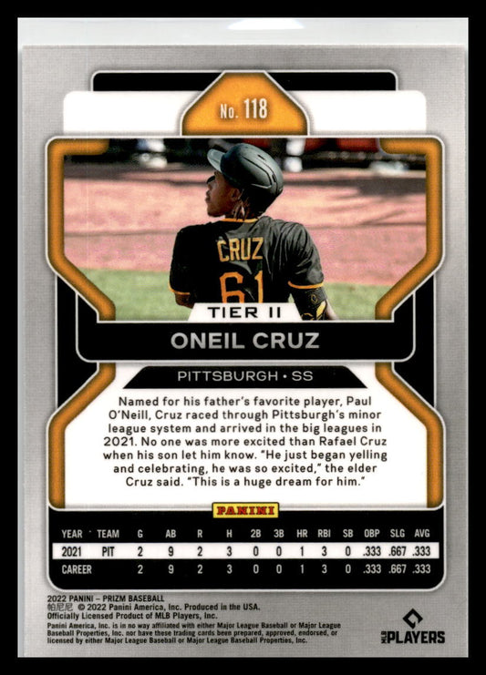 2022 Panini Prizm #118 Oneil Cruz Rookie