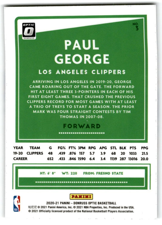 2020-21 Donruss Optic Paul George Los Angeles Clippers #50