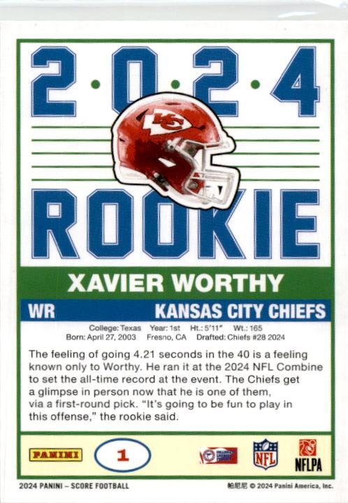 2024 Score 35th Anniversary Rookies #1 Xavier Worthy Kansas City Chiefs