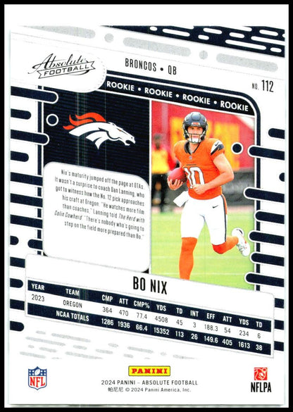 2024 Panini Absolute Blue #112 Bo Nix Denver Broncos