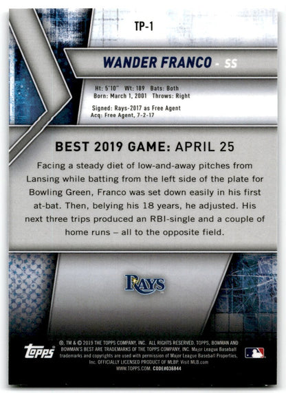 2019 Bowman's Best Top Prospects Wander Franco Rookie Tampa Bay Rays #TP-1