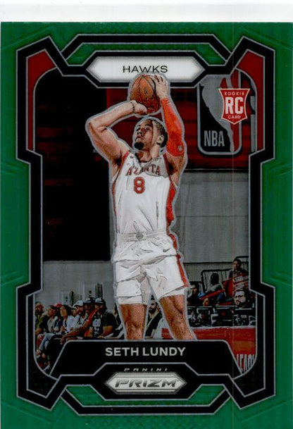 2023-24 Panini Prizm Prizms Green #138 Seth Lundy Rookie Atlanta Hawks