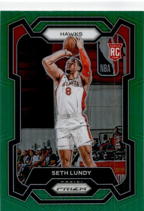 2023-24 Panini Prizm Prizms Green #138 Seth Lundy Rookie Atlanta Hawks