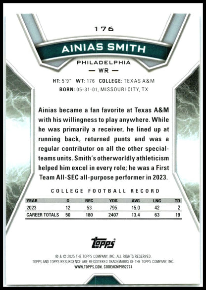 2024 Resurgence Blue And Orange Spark Disco #176 Ainias Smith Rookie Eagles