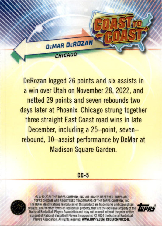 2023-24 Topps Chrome Coast to Coast Gold #CC-5 DeMar DeRozan /50 Chicago Bulls