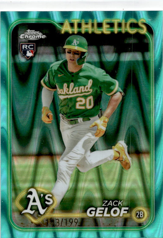 2024 Topps Chrome Aqua Raywave Refractors #282 Zack Gelof Rookie /199 Athletics