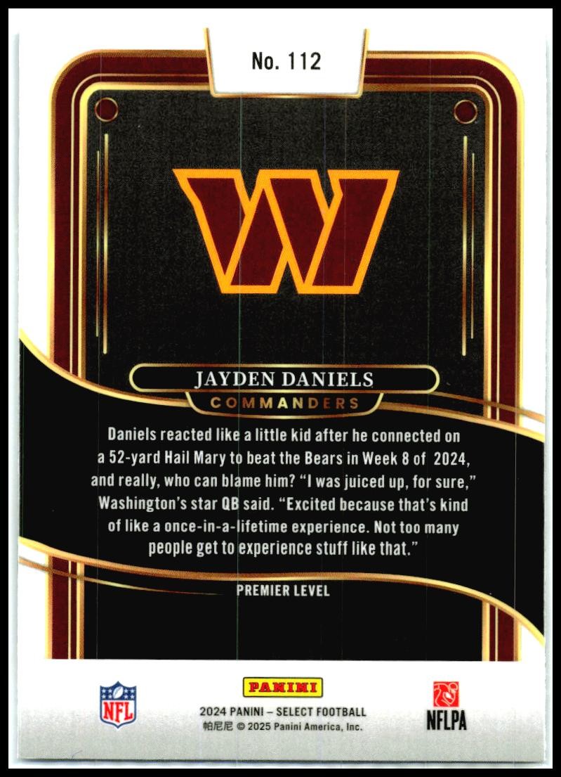2024 Panini Select #112 Jayden Daniels Rookie Washington Commanders
