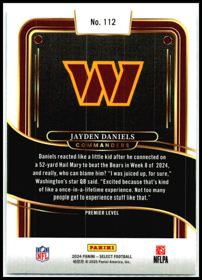 2024 Panini Select #112 Jayden Daniels Rookie Washington Commanders