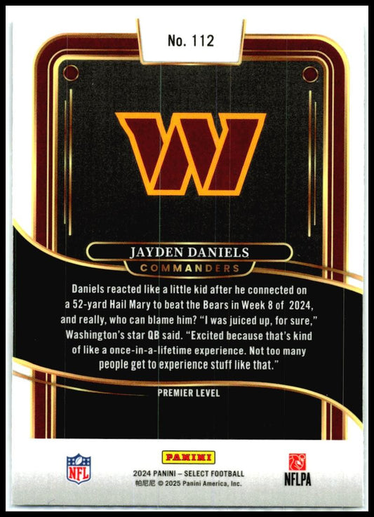 2024 Panini Select #112 Jayden Daniels Rookie Washington Commanders