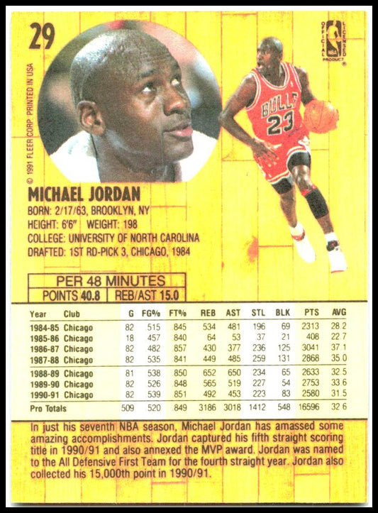1991-92 Fleer #29 Michael Jordan Chicago Bulls