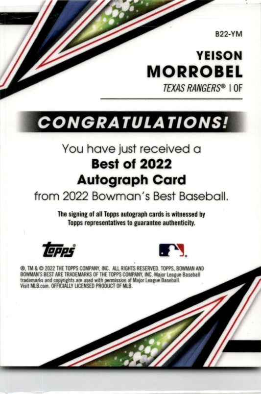 2022 Bowman's Best #B22-YM Yeison Morrobel Auto Texas Rangers