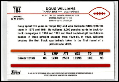 2024 Topps Chrome Refractor #184 Doug Williams Tampa Bay Buccaneers