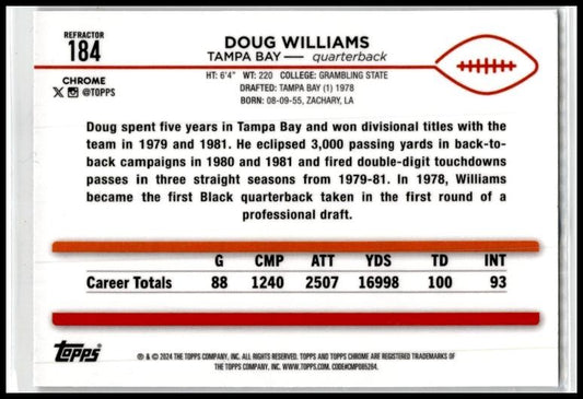 2024 Topps Chrome Refractor #184 Doug Williams Tampa Bay Buccaneers
