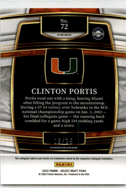 2022 Select checkerboard #72 Clinton Portis checkerboard /25 Denver Broncos