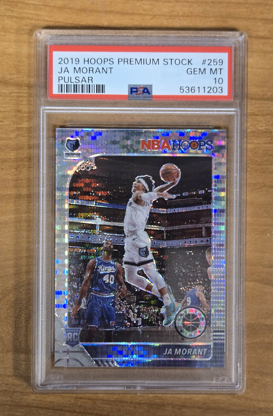 2019-20 Hoops Prizms Pulsar #259 Ja Morant Rookie Memphis Grizzlies PSA 10