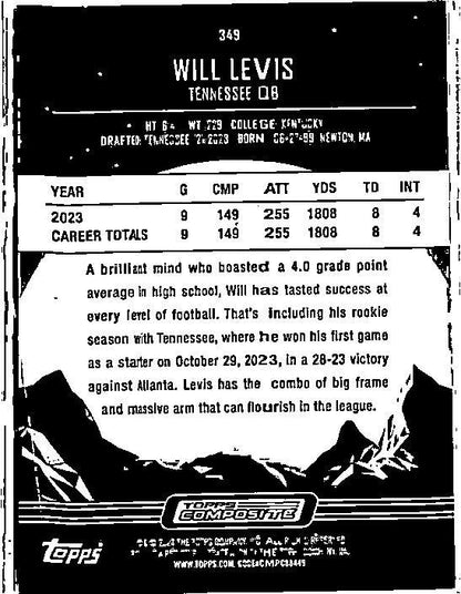 2023 Topps Composite Midnight #349 Will Levis Rookie Tennessee Titans