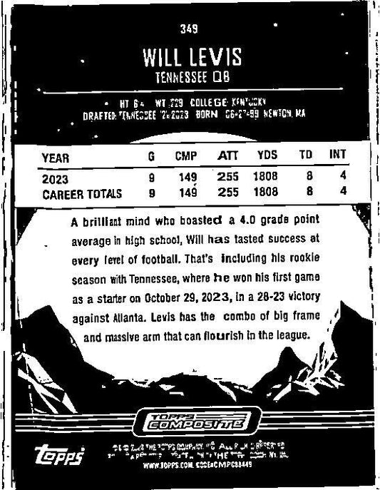2023 Topps Composite Midnight #349 Will Levis Rookie Tennessee Titans