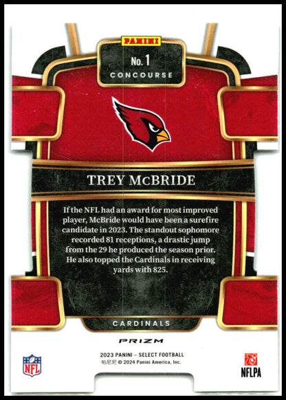 2023 Select Black and Yellow Die-Cut Prizms #1 Trey McBride Arizona Cardinals