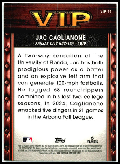 2025 Bowman Very Important Prospects #VIP-11 Jac Caglianone Kansas City Royals