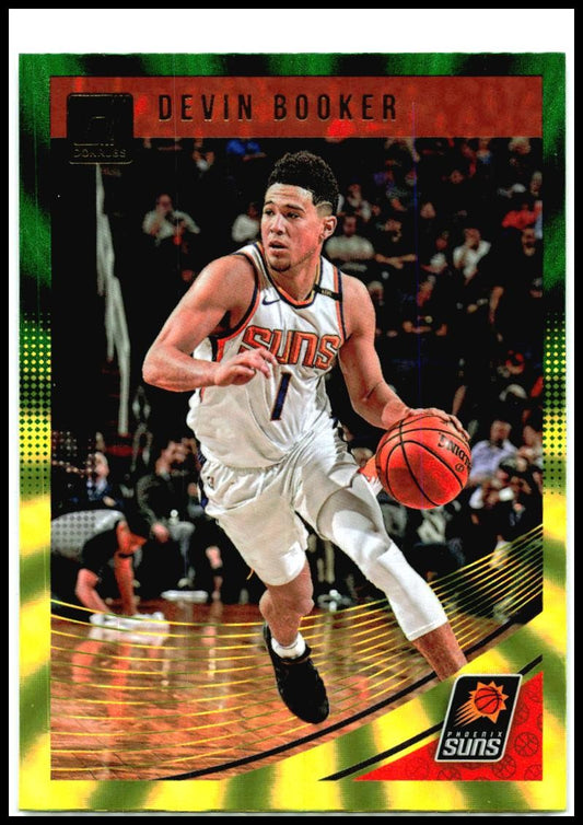 2018-19 Donruss Holo Green and Yellow Laser #119 Devin Booker Phoenix Suns