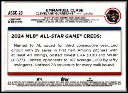 2024 Topps Chrome Update #ASGC-20 Emmanuel Clase Cleveland Guardians