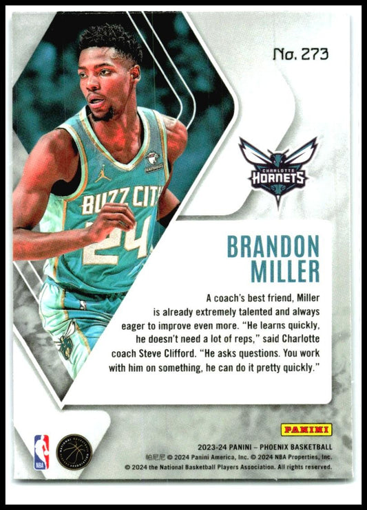 2023-24 Panini Phoenix Phoenix Blue Ice #273 Brandon Miller Rookie Hornets