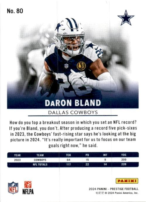 2024 Panini Prestige #80 DaRon Bland Dallas Cowboys