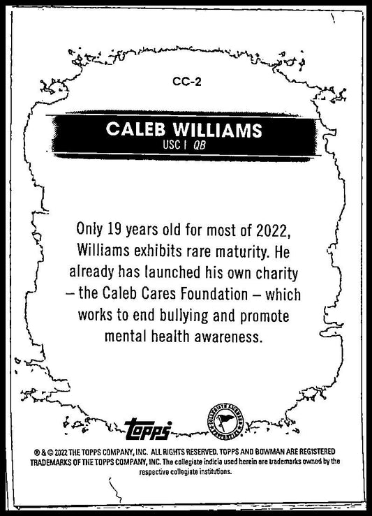 2022-23 Bowman's Best University Campus Captains #CC-2 Caleb Williams Bears