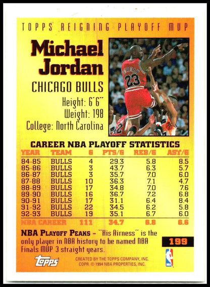 1993-94 Topps Gold #199 Michael Jordan Chicago Bulls
