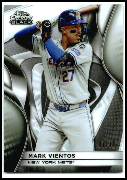 2025 Topps Chrome Black White Refractors #101 Mark Vientos #/10 New York Mets