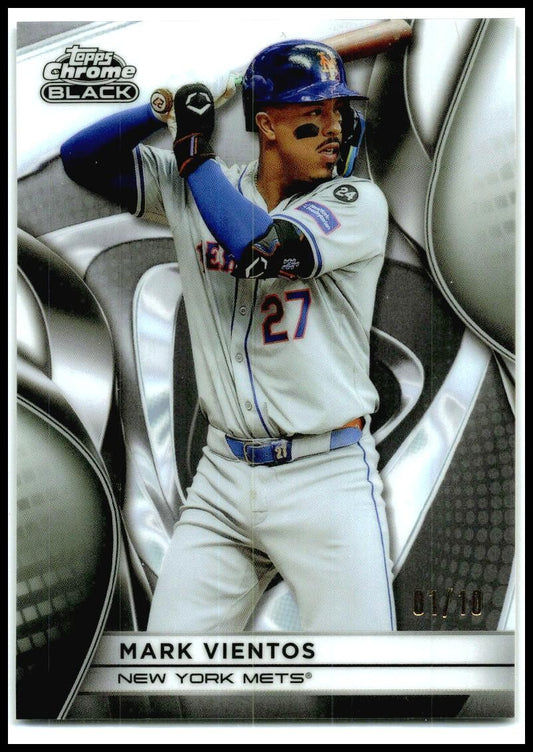 2025 Topps Chrome Black White Refractors #101 Mark Vientos #/10 New York Mets