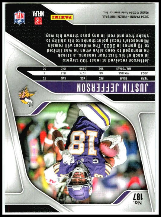 2024 Panini Prizm #187 Justin Jefferson Minnesota Vikings