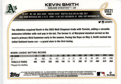 2022 Topps Chrome Update Purple Refractor #USC21 Kevin Smith Oakland Athletics