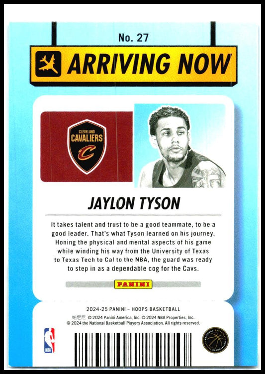 2024-25 Hoops Winter Arriving Now #27 Jaylon Tyson Cleveland Cavaliers