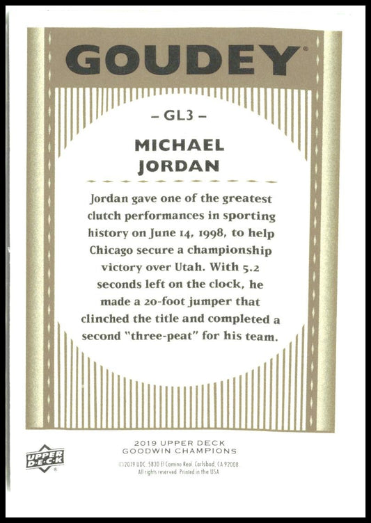 2019 Upper Deck Goodwin Champions Goudey 3-D Lenticular #GL3 Michael Jordan