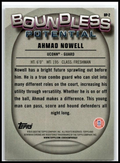 2024-25 Bowman University Chrome Boundless Potential #BP-2 Ahmad Nowell